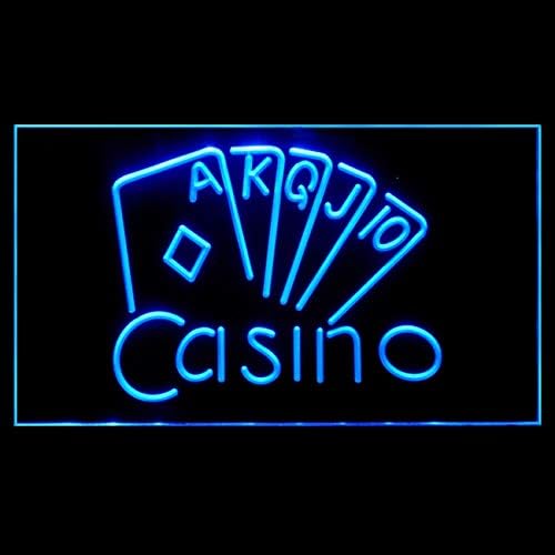 Miniatura 2 de 220092 Casino Poker Game Card Room Man Cave Decoración para el hogar, letrero de neón con luz LED (16 x 12 pulgadas, azul)