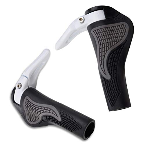 Novpeak Bike Handlebar Grips, Ergonomic Design, Aluminum Double Lock-on, Rubber MTB Bicycle Grips, Urban Bike Grips, Scooter Grips, Fits for 22.2mm Handlebar (Black)