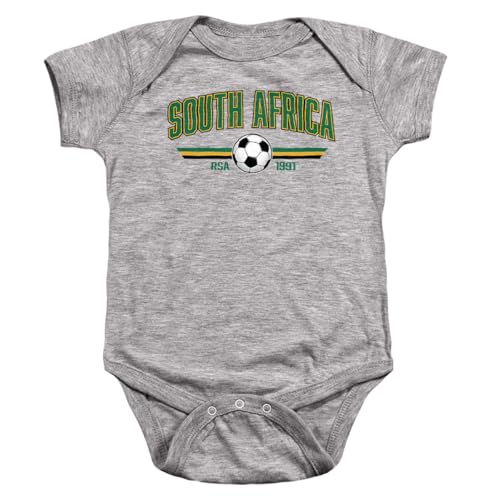 Popfunk South Africa Classic Futbol World Soccer Crest with Ball Unisex Infant Snap Suit for Baby, Athletic Heather, Large