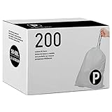 Code P (200 Count) 13-16 Gallon/50-60 Liter Heavy Duty Drawstring Plastic Trash Bags | 1.2 Mil Reliable1st Compatible with simple Code P | White Drawstring Garbage Liners 13-16 Gallon