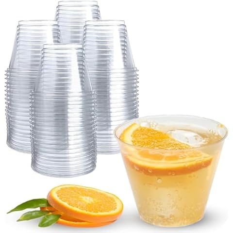 Prestee Pack of 400 Small Clear Plastic Cups - 5oz Disposable Cocktail Glasses - Stackable Plastic Party Tumblers for Serving Wine, Champagne, Punch, Soda, or Snacks Cover
