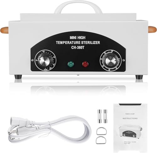 HeavenBird High Temperature Metal Tool Cleaning Box Dry Heat Sterilizer with Timer Manicure Pedicure SPA Salon Barber Equipment for Dentist Clinic Lab Sundry Beauty Hair Cut Nail Metal Tools