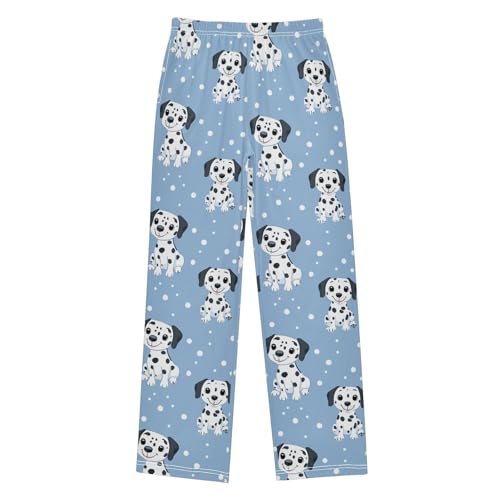Boys' Pants Cute Dalmatian Dog Blue Dots Long Bottoms Jogger Pants Elastic Waist Trousers with Pockets S-XL