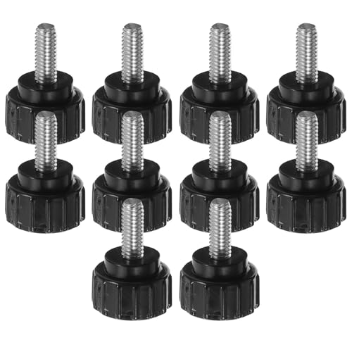 jojofuny 10pcs Vis Moletée à Bouton en Acier Inoxydable M4x10mm Tête Cannelée Noire, Installation Polyvalente et Serrage Facile pour Fixation de Moniteur