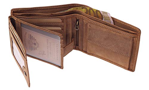 Greenburry Vintage Leder-Biker-Geldbeutel Geldbörse mit Totenkopf – 12x10x3cm - 5