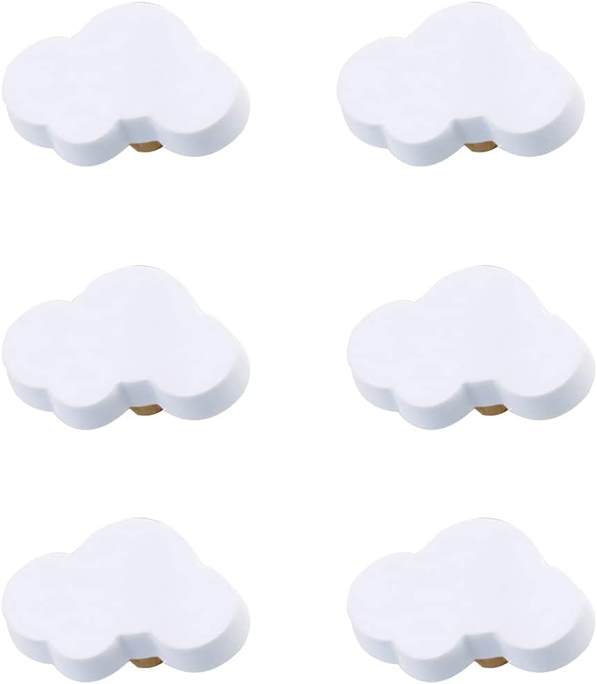 Skyscraper Cartoon Shape Soft Rubber Knobs for Kids Girls Boys Cabinet Handle pulls Drawer Knobs for Kids Room Cabinets Closets Toy Organizer Box Bookcase 6pcs/Set (Cloud, White)
