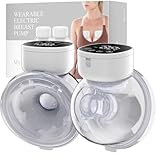 Hands Free Breast Pump Wearable MY-376 - Strong Suction & Low Noise Wearable Breastfeeding Pump with 3 Mode &9 Levels, Portable Electric Breast Pump - 24mm Flange, 2 Pack (White)