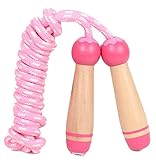 TIENO Toy Jump Rope for Kids Wooden Handle Jumping Ropes 7 Feet Christmas Birthday Gift Pink