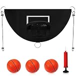 Trampoline Basketball Hoop, Breakaway Rim for Dunking Trampoline Basketball Attachment with Mini Basketballs Trampoline Accessory for Kids Adults Indoor Outdoor Use (Black)