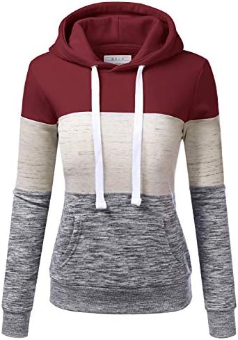 DOUBLJU Basic Lightweight Pullover Hoodie Sweatshirt for Women Burgundy 3X