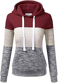 Doublju Basic Lightweight Pullover Hoodie Sweatshirt for Women Burgundy L
