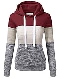 DOUBLJU Basic Lightweight Pullover Hoodie Sweatshirt for Women Burgundy 3X