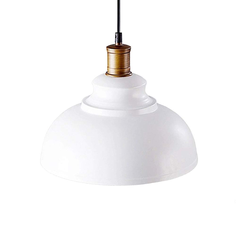 Lámpara colgante de metal industrial retro blanca con pantalla de tazón esmerilado para cocina