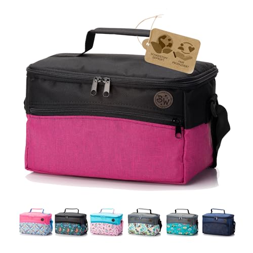 BambiniWelt by Rafael K. Tasche für Hörwürfel Toniebox und Tigerbox Touch Aufbewahrung für Tonies Hörfiguren Starterset Transporttasche Tragetasche verstellbar mit Reißverschluss (pink meliert)