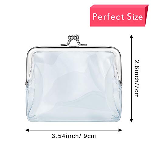 3 Pieces Clear Coin Purse Small Clear Wallet For Women Transparent Change Purse Kiss Lock Plastic Pvc Clear Coin Wallet For Carrying Your Change (Silver) #TOP1