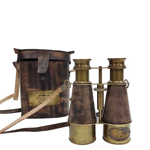 Binoculares Antiguos de Latón 15x con Correa de Cuero Marrón miniatura 5