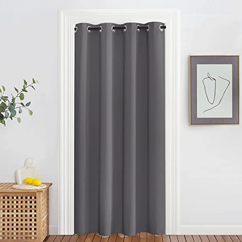 NICETOWN Grey Blackout Door Curtain Panel