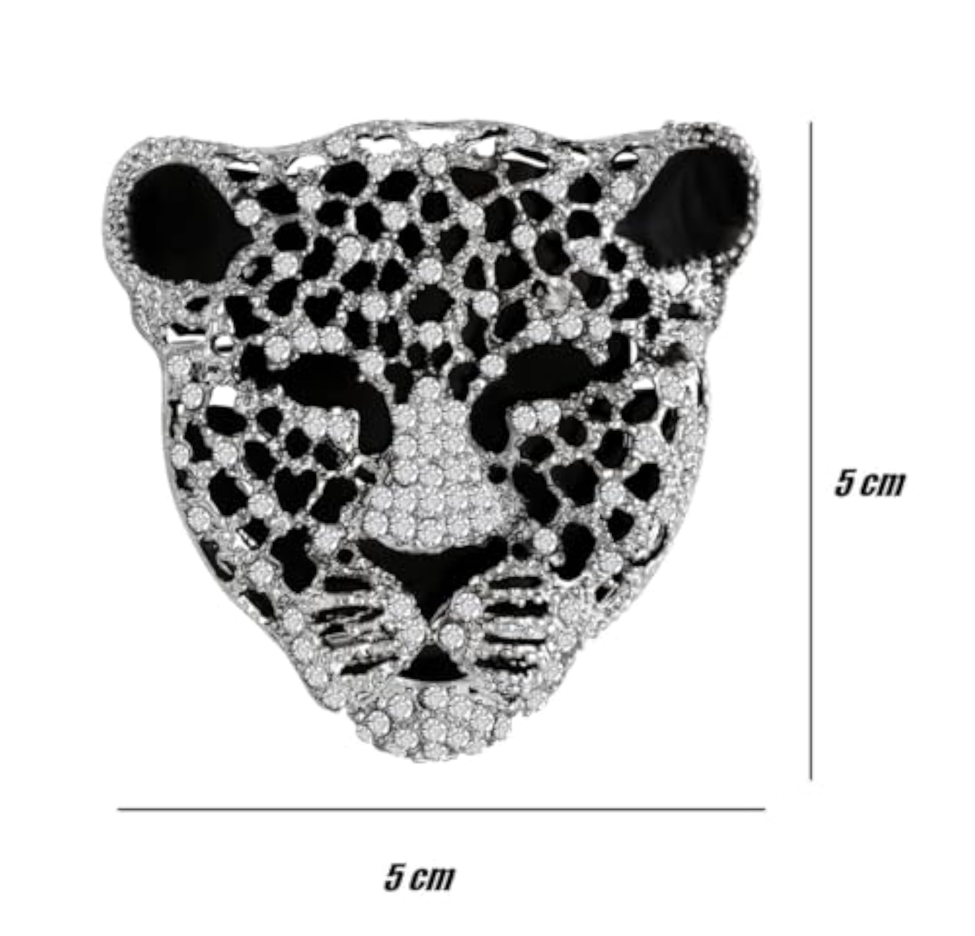 Crystal Leopard Brooch with Clear Rhinestones, Elegant Apparel Pin