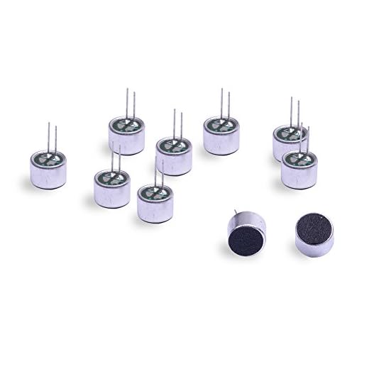 Cylewet 10Pcs Cylindrical Electret Condenser Microphone Pickup with 2 Pins 9×7mm for Arduino (Pack of 10) CYT1013