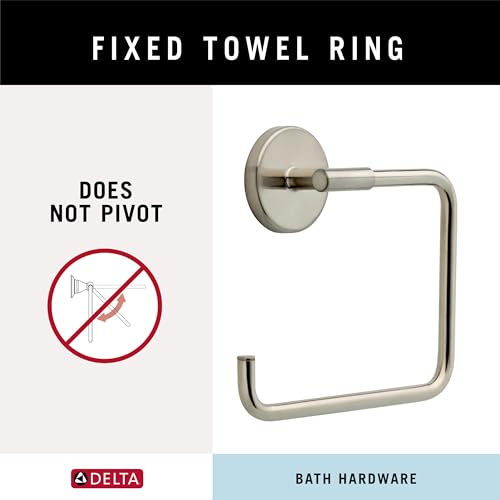 Delta Hand Towel Holder | Square Stainless Steel Ring for Hanging Towels in Kitchen, Bathroom | Trinsic Accessories by DELTA - Image 3
