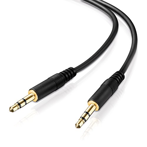 Conecto CC20084 Kabel Audio Stereo Aux, Wtyczka Jack 3,5 mm, Pozłacany, Ultracienki Design, 1 m, Czarny