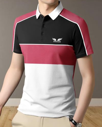 Image of Noble Monk Men's Cotton Blend Striped Regular Fit Polo Shirt