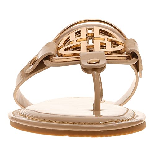 Image of Pierre Dumas Women's Medallion Vegan Slide Thong Flip Flop Flat Sandal