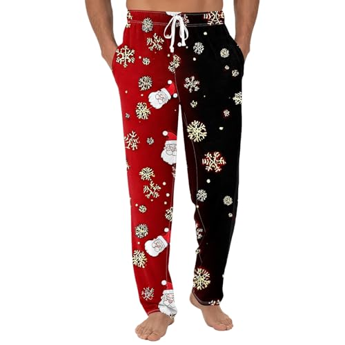 WENKOMG1 Mens Funny Xmas Pajama Pants - Soft Cute Lounge for Holiday Party Sleepwear Pajamas Bottoms Family Pj Men Clothes Fashion Pantalones Pijama Casuales Hombre (3XL - Wine)