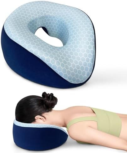 SeiriHelper Massagekissen Kopfloch, Ergonomisches Gesichtskissen mit abnehmbarem Bezug, Massage Kopfstütze für Bett (Dunkelblau)