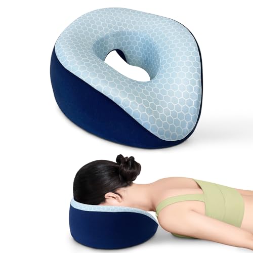 SeiriHelper Massagekissen Kopfloch, Ergonomisches Gesichtskissen mit abnehmbarem Bezug, Massage Kopfstütze für Bett (Dunkelblau)