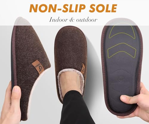 Image of COFACE Mens Cozy Memory Foam Scuff Slippers Casual Slip On Warm House Shoes Indoor /Outdoor Sandal Slippers With Arch Support Rubber Sole Size 7-15
