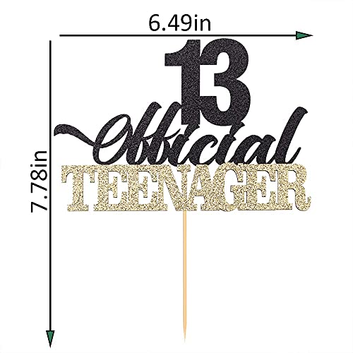 Image of Festiko13 Official Teenager Black Gold Glitter Birthday Cake Topper Happy 13th Birthday Cake Topper - 13th Birthday Party Decoration for Teens, 13th Birthday Cake Decorations