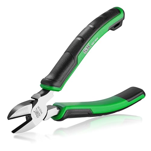 SK 6-Inch Diagonal Pliers, High Leverage Side Cutters, High Carbon Steel, Ergonomic Anti-slip Handle for Comfortable Grip