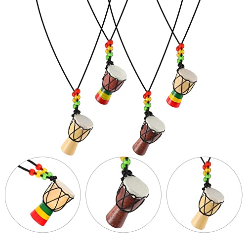EXCEART 4Pcs Musical Colar de Pingente de Jóias Africano Colar de Tambor Mini- Djembe Pescoço Partid