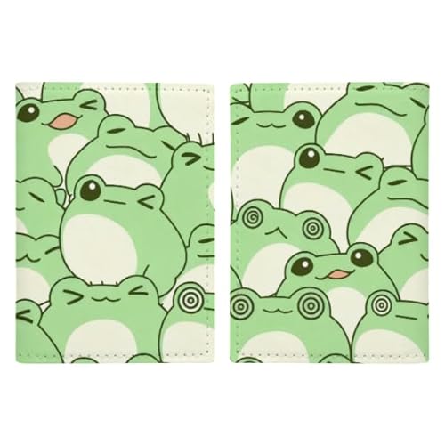 Men's Fashion Passport Book Cover, PU Passport Holder Covers Case, Portable Waterproof Travel Wallet Compatible with Cute Frog