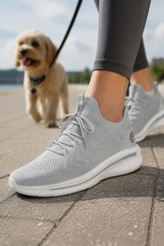 Image of Pujcs Womens Walking Running Shoes Slip-on Breathable Mesh Tennis Sneakers | Lightweight Non-Slip Shoes-Cushioned Athletic Sneakers for Gym Hiking Workout Casual Work