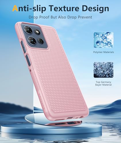 Image of FNTCASE for Moto G 2026 /2025 Case: Moto G Play 2026 /Moto G Power 2025 Case Dual Layer Military Protective Heavy Duty Cell Phone Cover with Screen Protector Shockproof Rugged Non Slip Textured (Pink)