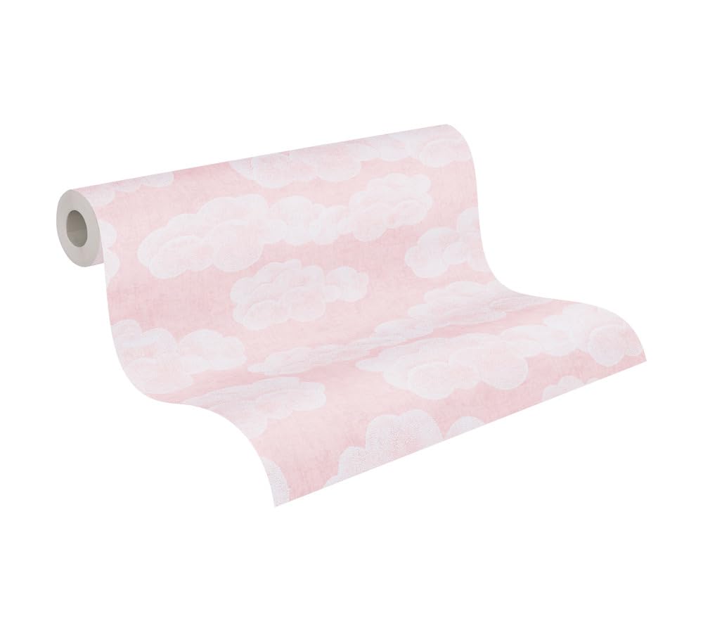 A.S. Création papier peint intissé à motif pour enfants en rosé, blanc – papier peint nuages 10,05 x 0,53 m – 771432