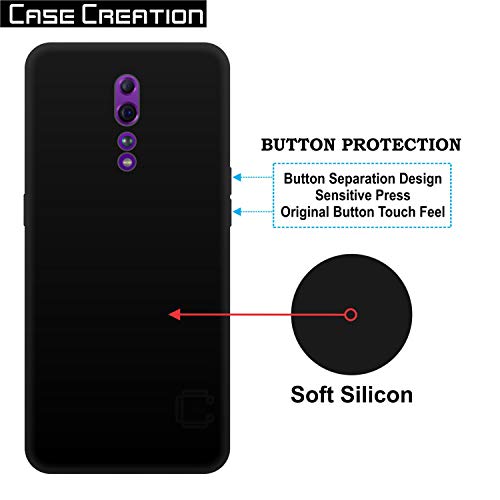 Image of Case Creation for Oppo Reno Z 2019 Back case, Oppo Reno Z Slim Flexible Smart Look case with 360 Camera All Angle Protection (Pure Black)