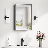 TokeShimi 16x24 Recessed Medicine Cabinet with Mirror, Black Bathroom Medicine Cabinet with Mirror,...