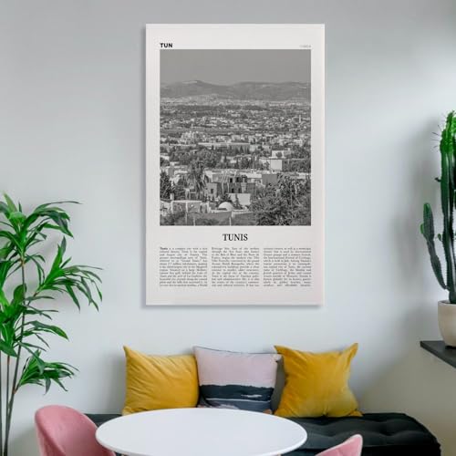 LZTEN Impression sur toile Tunis noir et blanc, poster de Tunis, photo de Tunis, décoration murale, Tunisie, Tunisie, Afrique, 30,5 x 45,7 cm – vue 7