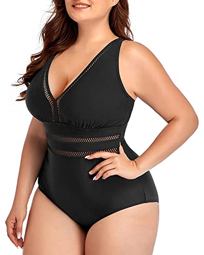 Daci Women Black Plus Size One Piece Swimsuits Sexy V Neck Backless Bathing Suit 20 Plus #TOP3