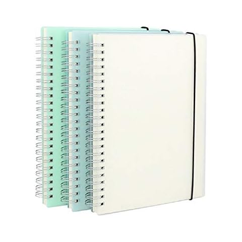 Lodrepas 3 Pack A5 Spiral Bullet Dotted Journal with 120gsm Thick Paper, Dot Grid Spiral Notebook with Plastic Hardcover and Elastic Band Closure, 80 Sheets Per Pack 5.7X 8.3 inches Cover