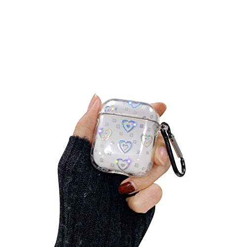 Fycyko Compatible With Airpods Case For Clear Glitter Heart Pattern For Women Girls Fashion Soft Flexible Durable Slim Shockproof Airpods Case For Airpods 2 &1-Heart-A #TOP6