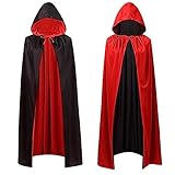 Capa de Disfraz Vampiro Halloween para hombre mujer, Reversible, Capa Negra con Capucha para Adulto, para Fiestas...
