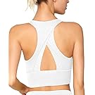 jambeau Sports Bra for Women Longline Padded Workout Crop Tank Racerback Yoga Bra