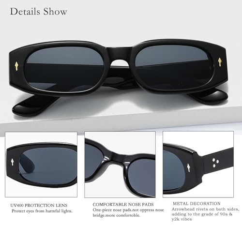 SDINM Retro Rectangle Sunglasses for Women Men Fashion Narrow Square Frame Vintage 90s Accessories Y2k Style4
