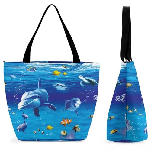 Sac de shopping pour voyage requin poisson pour femme grand cabas