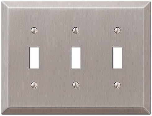 Amertac 163TTTBN 3 Toggle Brushed Nickel Steel Century Wallplate