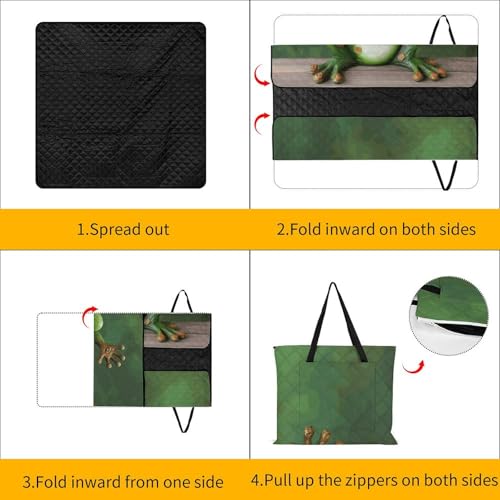 Couverture de plage motif grenouille pliable pour camping et voyages - 5